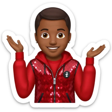 Nasir Nas Jones, Rapper with dark brown hair, red sequin outfit sticker