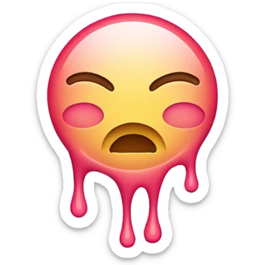 smiley emoji that blushes but is also melting sticker