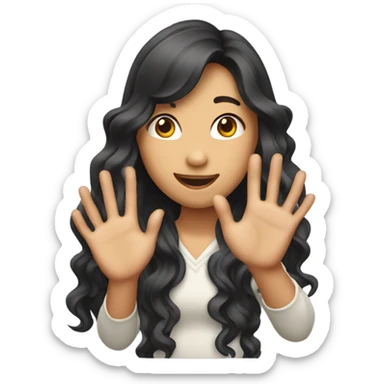asian girl with long wavy hair raising hand sticker