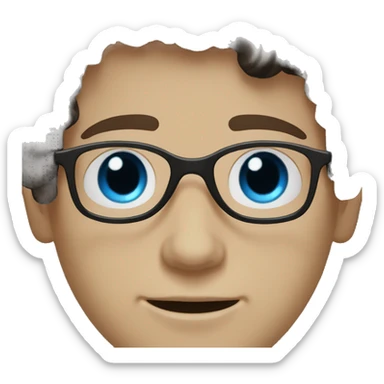White boy with blue eyes with black glasses with dark brown wavy hair sticker