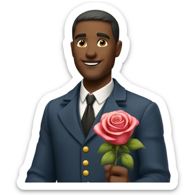 french guy smirking with a rose  sticker