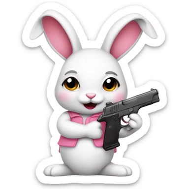 Cute girl bunny with a girl pink gun sticker