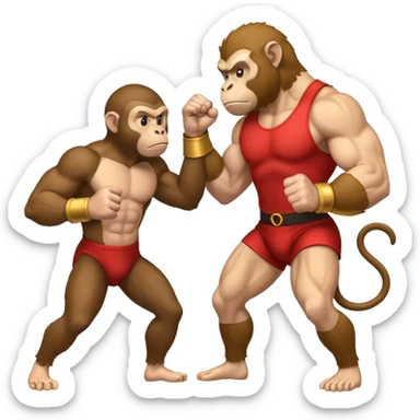 Man fighting a monkey in hand to hand combat  sticker