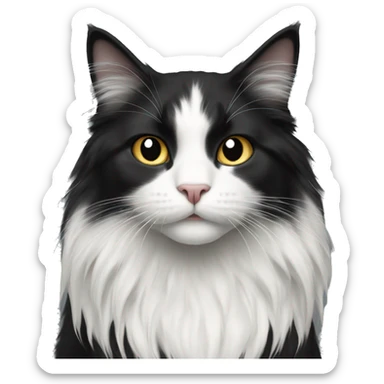 Black and white long haired cat sticker