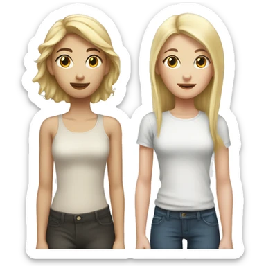 tall blonde girl and short brunette girl  sticker