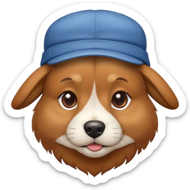 Dog wearing a backwards hat sticker