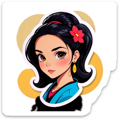 black haired girl with earrings sticker