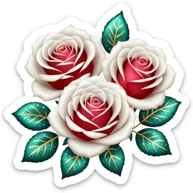 Glitter White Roses sticker