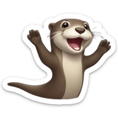 happy waving otter with simple graphics sticker