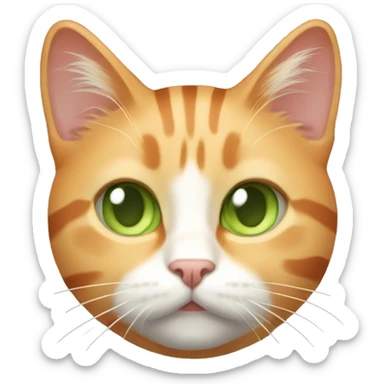 light orange stripes cat with light green eyes and a small white beard sticker