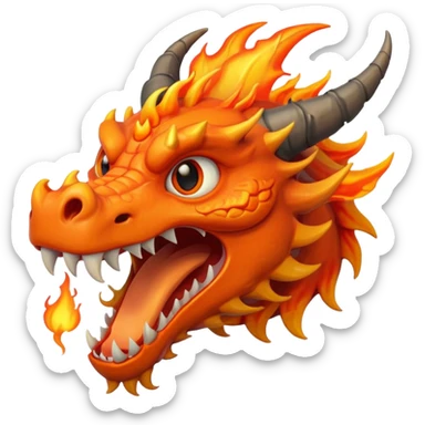 A dragon head with flames coming out of its mouth sticker