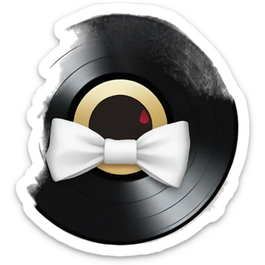 vinyl record with white bow sticker