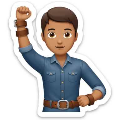 A man  throwing a belt to someone’s ass sticker