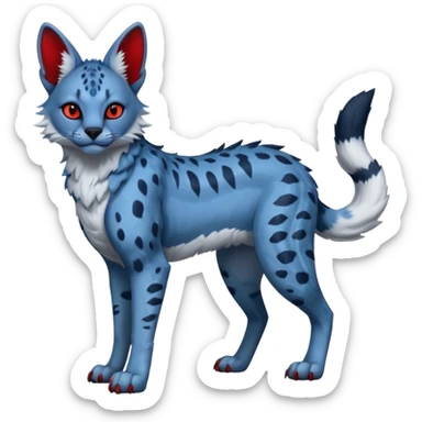 Blue serval-Trico-Nargacuga-sergal-hybrid-animal-creature with red eyes sticker