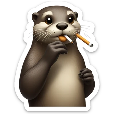 otter smoking a cigarette sticker