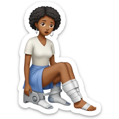 Black woman with broken foot sticker