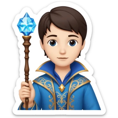 magic wand and hand with a blue handle sticker