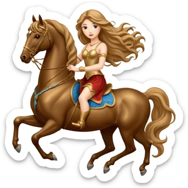 Lady Godiva rides a bronze horse naked sticker