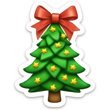Christmas tree with a bow sticker