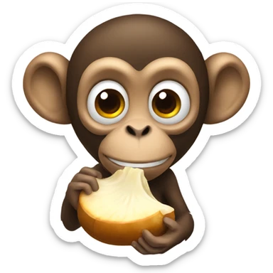 Monkey eating mushrooms  sticker
