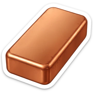 Create an Android-style emoji of a copper ingot. Make it simple, flat, and cartoon-like with bright copper colors, soft shading, and clean rounded shapes. Avoid realism and keep the design consistent with modern Android emoji aesthetics. sticker