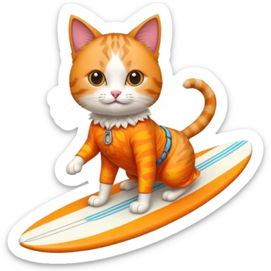 cat surfing in hawaian costum sticker