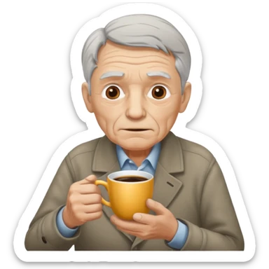 Blind grandpa having a cup of coffee and waiting for his daughter ￼ sticker