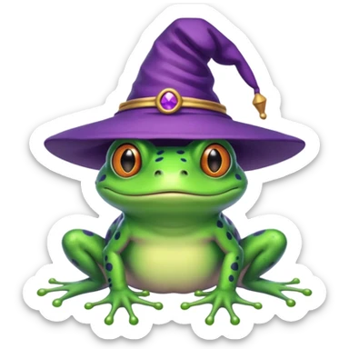 frog wear purple wicth hat sticker