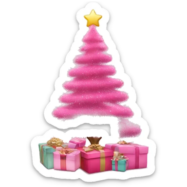 A pink Christmas tree with pink presents  sticker
