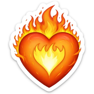 Heart on fire burning with passionate flames sticker