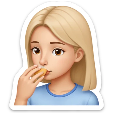 Girl sniffing with nose facing screen sticker