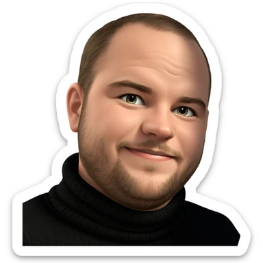 smiling boy in black sweater sticker