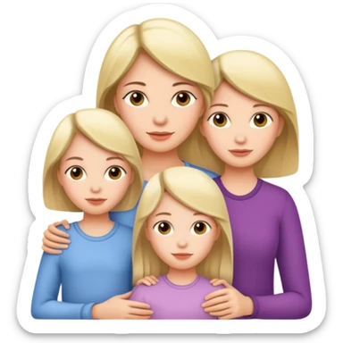 Mother with three daughters below her  sticker
