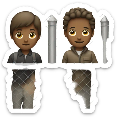 two people with fence between them sticker