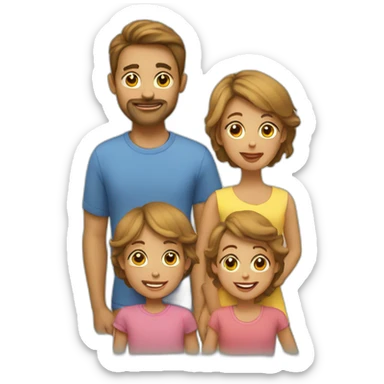 parents and 3 kids sticker