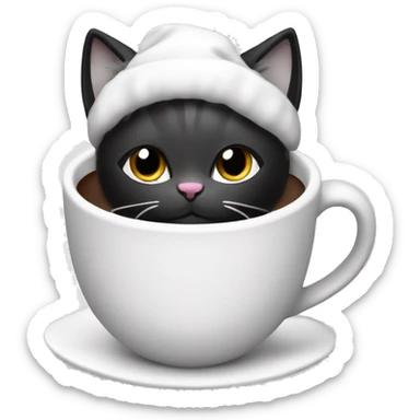 Christmas cat black and White with hot chocolate  sticker