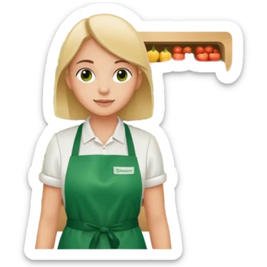 Eine Person die an der Supermarktkasse steht. Die Kasse ist gekennzeichnet als "Plauderkasse" und im grünen Design. sticker