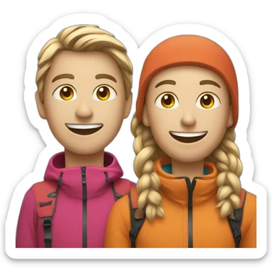 two ski friends sticker