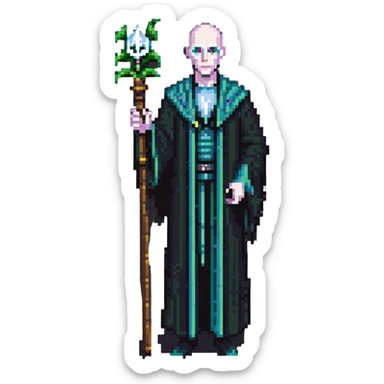 Lord Voldemort with pale face and wand sticker