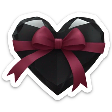 crystal black heart wrapped in a burgundy bow sticker