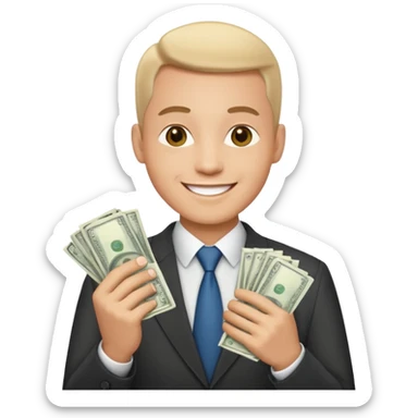 happy businessman with money sticker