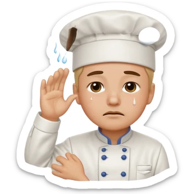 Chef saluting while crying  sticker