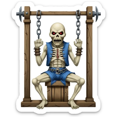 iron maiden monster Eddie  in a medieval torture device - cover x factor sticker