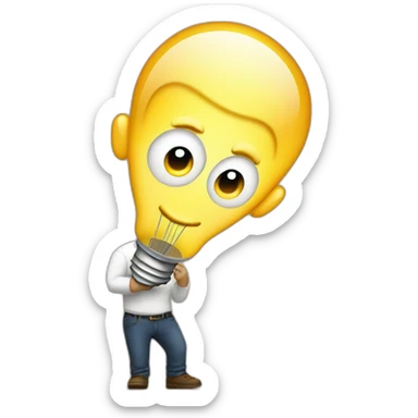 White guy having an idea with a lightbulb  sticker