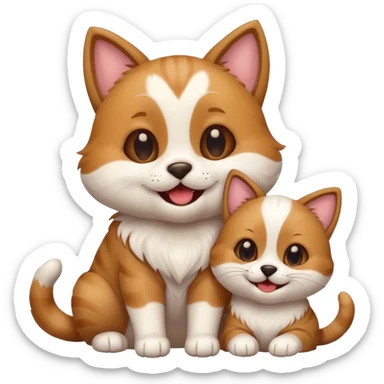 funny cat dog sticker