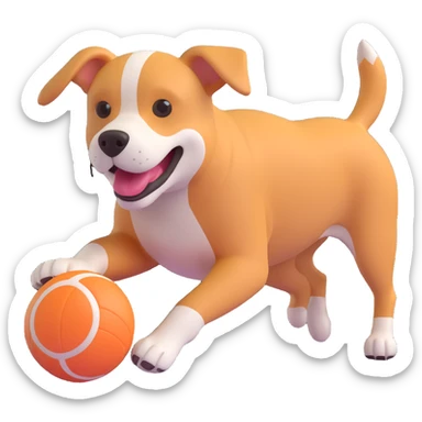 dog chasing ball in forrest, close up pose sticker