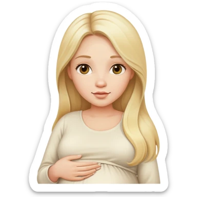 Beautiful Pregnant woman blonde with long hair cream top sticker