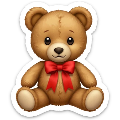 teddy bear with red ribbon sticker
