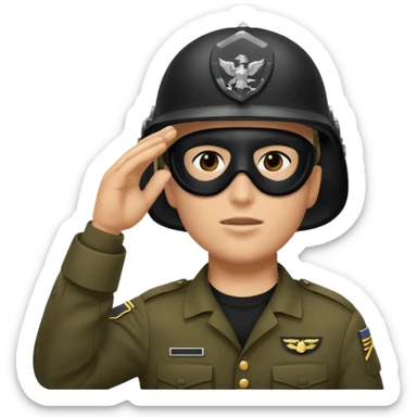 Soldier saluting with helmet + black mask sticker