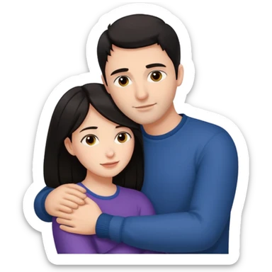 dark haired man hugging dark haired woman sticker